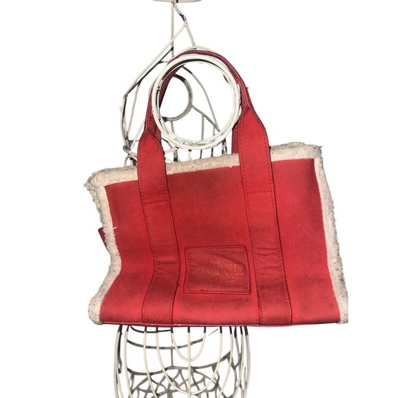 Marc Jacobs The Tote Bag Red Suede Sherpa Trim Small - Picture 2 of 13